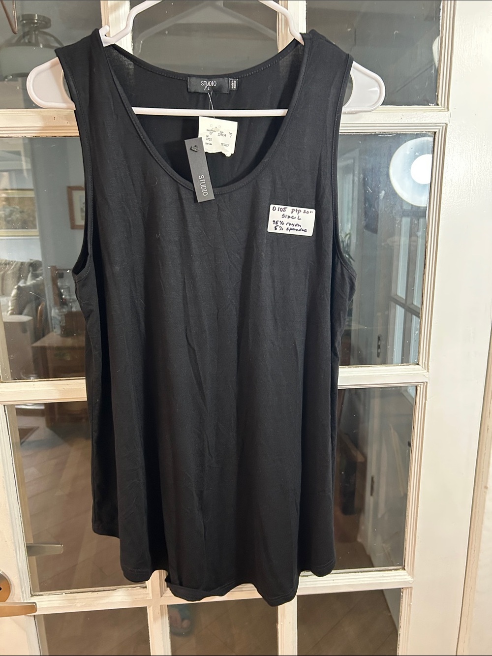 O101.    Studio Black Scoop Neck Sleeveless Tank Top